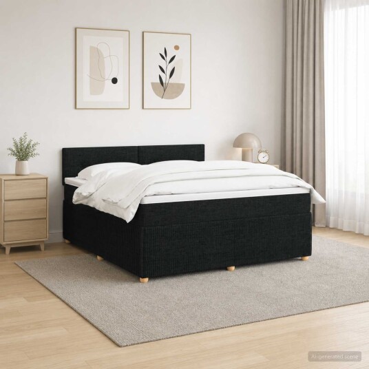 vidaXL Kontinentalseng med madrass Svart 160 x 200 cm Stoff