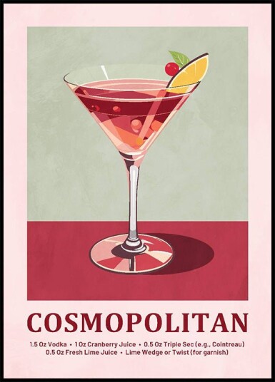 Cosmopolitan Cocktail Recipe Plakat Plakat / 50x70cm