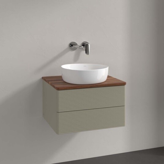 Villeroy & Boch Antao Servantskap med 2 skuffer 60x50x36 cm u/lys Steingrå/Valnøtt Villeroy & Boch Antao Servantskap med 2 skuffer 60x50x36 cm u/lys Steingrå/Valnøtt