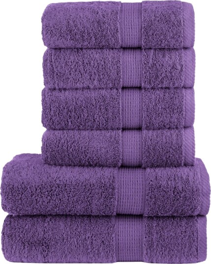 vidaXL Premium håndklesett 6 deler SOLUND lilla 600 g/m2 vidaXL Premium håndklesett 6 deler SOLUND lilla 600 g/m2