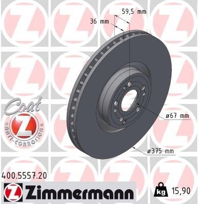 Bremseskive ZIMMERMANN 400.5557.20 Bremseskive ZIMMERMANN 400.5557.20