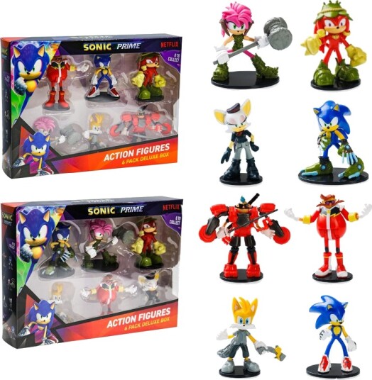Sonic the Hedgehog Prime Actionfigur Deluxe Figursett 6 Pakning 7,5cm Assortert