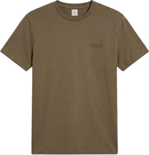 Calvin Klein Ss Slim Supima Logo Patch Tee Khaki green M