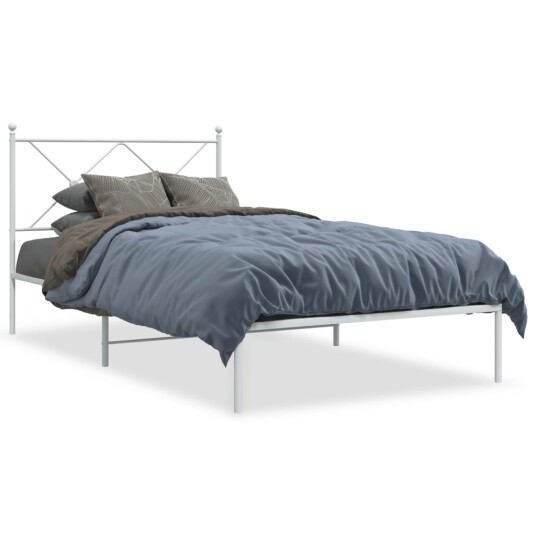  Sengeramme i metall med hodegavl hvit 100x190 cm 8721012374294
