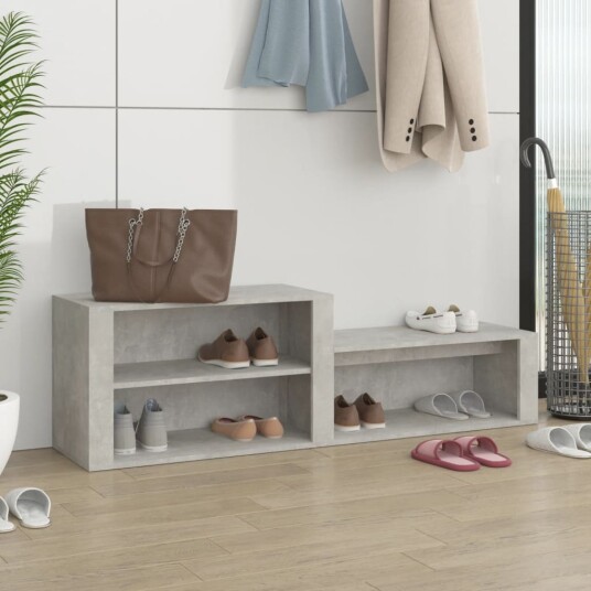 vidaXL Skoskap betonggr? 150x35x45 cm konstruert tre