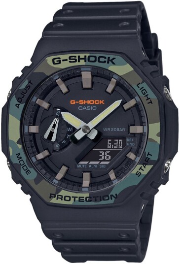 Casio Herreklokke GA 2100SU 1AER G Shock Sort/Resinplast Ø45.4 mm