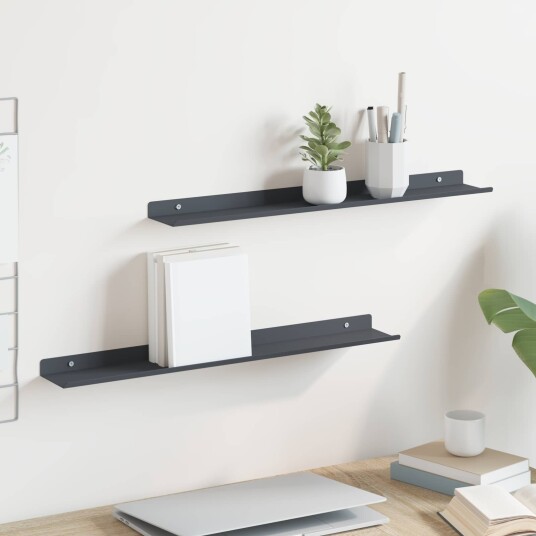 vidaXL Flytende hylle 2 pcs Antrasitt 60 x 8,5 x 2,5 cm Stål
