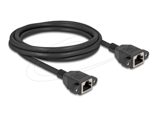 Delock Nettverkskabel Rj 45 Hunn Skrubar Til Rj 45 Hunn Skrubar 2 M S/Ftp Cat 6A Halogenfri Flat Svart 90785