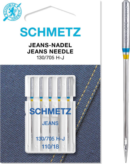 Schmetz Jeansnål 110/18 130/705 H-J, 110/18 - 5.pk. Schmetz Jeansnål 110/18 130/705 H-J, 110/18 - 5.pk.
