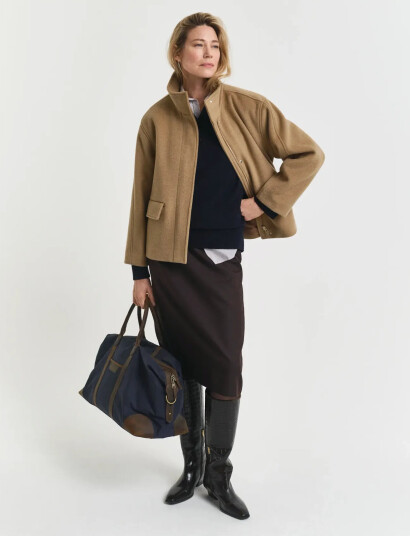 GANT Short Wool Jacket With Zip - Beige - XL/XXL