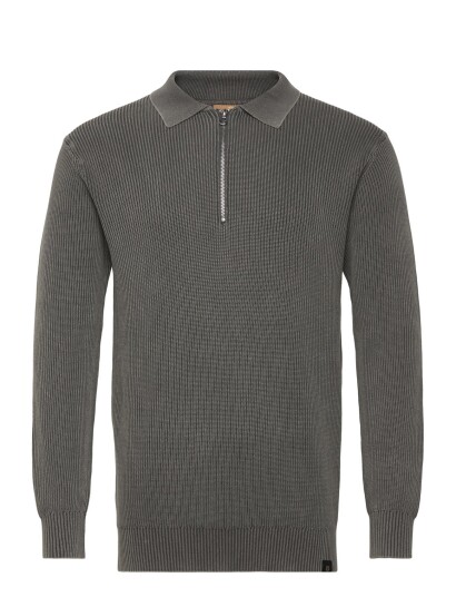 Mos Mosh Gallery Mmgroyce Zip Polo Knit Silver S