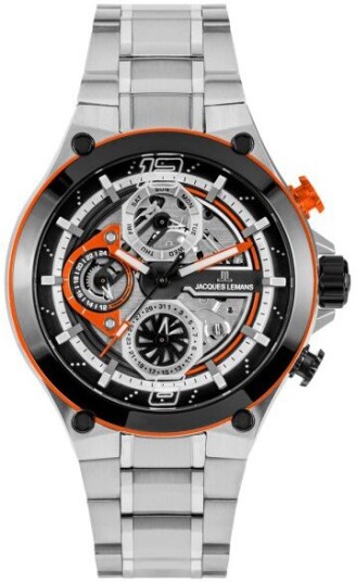 Jacques Lemans Herreklokke 1 2150E Manchester Sort/Stål Ø44 mm