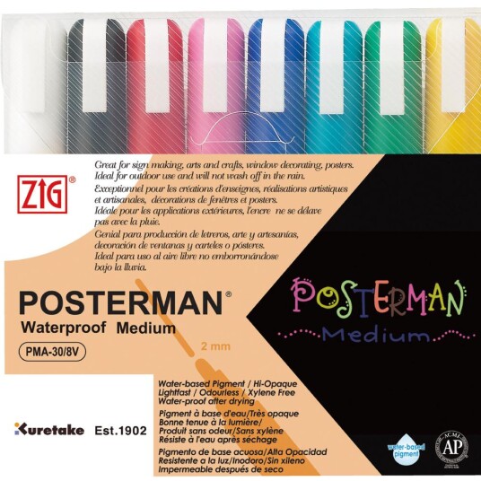 ZIG Marker ZIG Posterman M 2mm 8/set ZIG Marker ZIG Posterman M 2mm 8/set