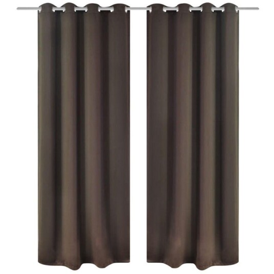Vidaxl Energisparende Gardiner Med Metallringer 2 Stk Brun 135 X 245 Cm