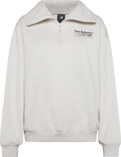 New Balance Trackside Fleece Half Zip   Cream   M