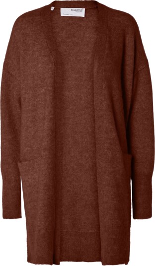 Selected Slwlulu New Ls Knit Long Cardigan B Noos Brown M