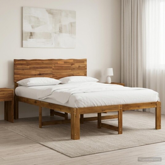 vidaXL Dobbel Sengramme med Hodegjerde ROSTOCK Naturlig 160 x 200 cm