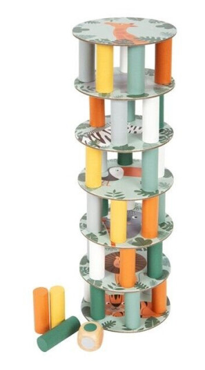 Small Foot Wooden Wobble Tower Safari Game