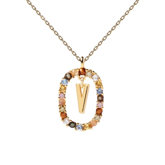 PD Paola Letter Necklace Gold V
