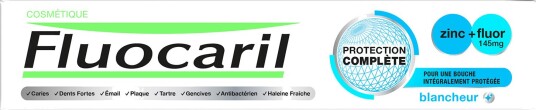 Fluocaril Protection Complete Whitening tannkrem med sink for komplett munnpleie 75 ml