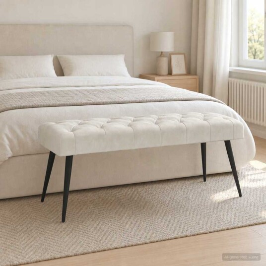 vidaXL Benk med knappheft Krem 110 x 40 x 46 cm Fløyel