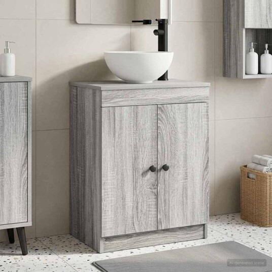 Badmøbel med vask Grå Sonoma 54 x 35 x 83 cm Konstruert tre Badmøbel med vask Grå Sonoma 54 x 35 x 83 cm Konstruert tre