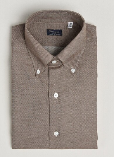 Finamore Napoli Milano Slim Cashmere BD Shirt Brown