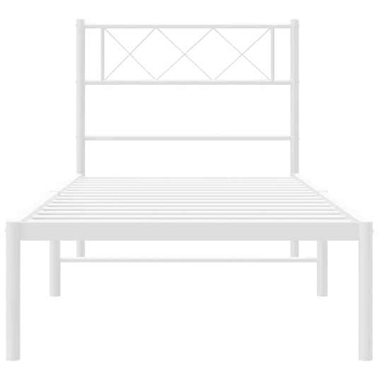 vidaXL Sengeramme i metall med hodegavl hvit 90x200 cm 8721012190986
