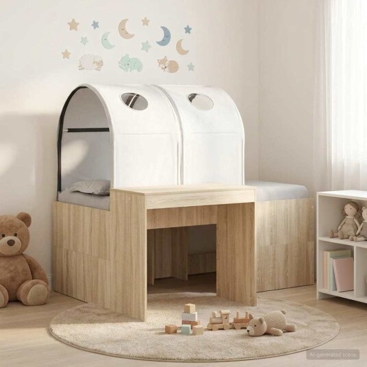  Seng med tunnel 4 pcs Artisian Eik og Hvit Konstruert tre