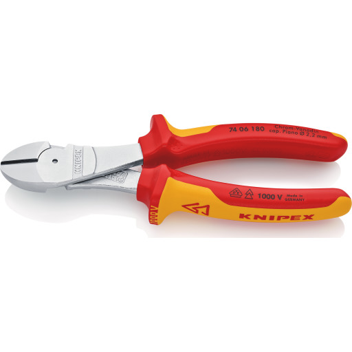 Knipex Kraft-sideavbiter 180 mm med Ergogreb og VDE Isolasjon