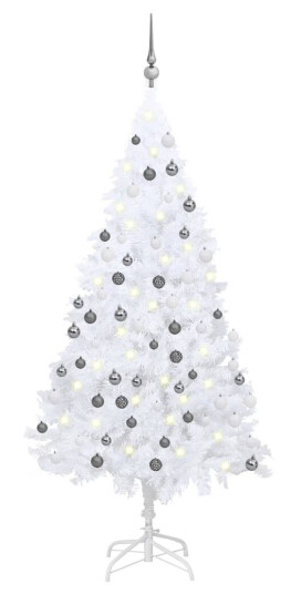 vidaXL Kunstig juletre med LED og kulesett 120 cm PVC hvit