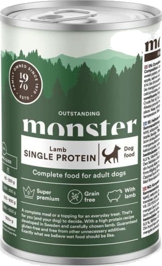 Monster Pet Food Våtfôr til Voksne Hunder med Lam 400 g - Kornfritt Fullfôr