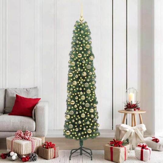 Kunstig juletre med 300 LED grønn 210 cm PVC og stål og plast