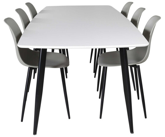 Venture Design Polar & Polar spisegruppe Hvit/grå 6 st stoler & bord 240 x 100 cm