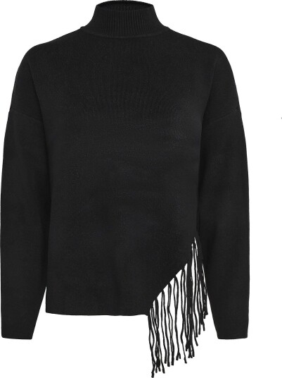 Vero Moda Vmmagpie Ls Highneck Fringe Pullover Vip BLACK L