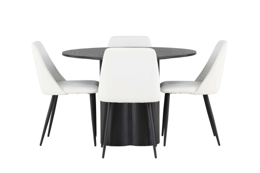 Venture Design Olivia & Night spisegruppe Hvit/svart 4 stoler & bord 110 cm
