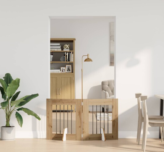 Vidaxl Foldbar Hundegitter Med Stativer 2 Stk. Artisan Eik 120.5 cm