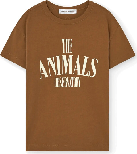 THE ANIMALS OBSERVATORY Pupfish Kid T Shirt Medium Grey Heather Brown 3 Y