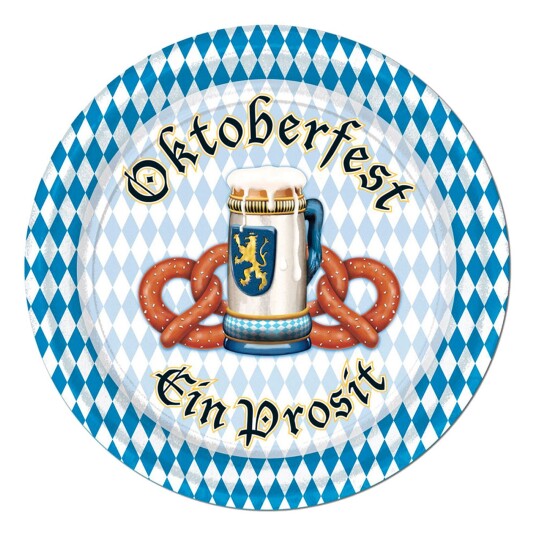 360 Degrees Ltd Papptallerkener Oktoberfest Ein Prosit - 8-pakning