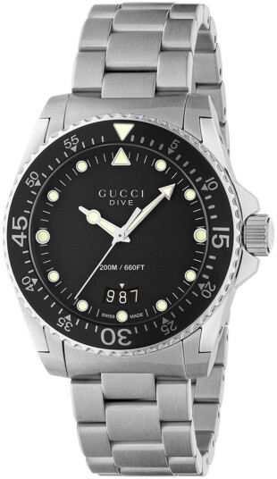 Gucci Herreklokke YA136301B Dive Sort/Stål Ø40 mm Gucci Herreklokke YA136301B Dive Sort/Stål Ø40 mm