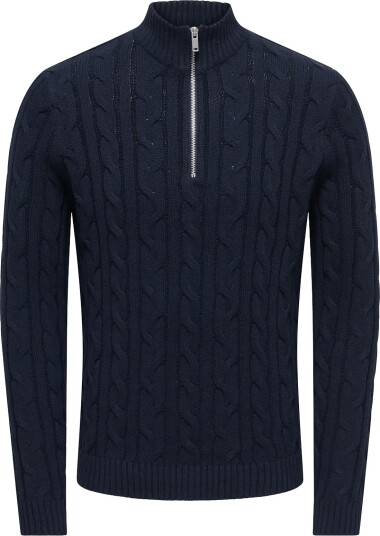 ONLY & SONS Onskim Ls Cabel 1/2 Zip High Neck Reg Navy S