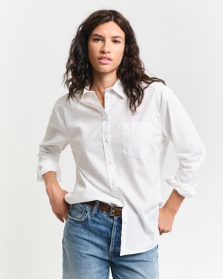 Poplinskjorte i relaxed fit WHITE 46 Poplinskjorte i relaxed fit WHITE 46