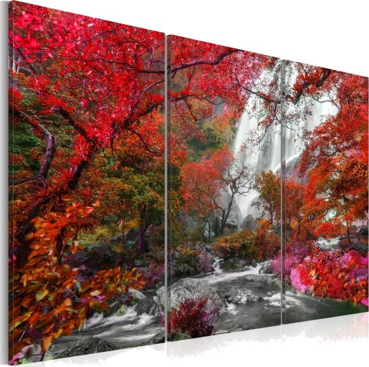 Bilde Beautiful Waterfall Autumnal Forest 90x60 Artgeist sp. z o. o.