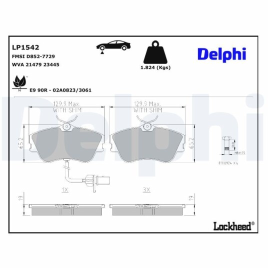 Bremseklosser DELPHI LP1542 Bremseklosser DELPHI LP1542
