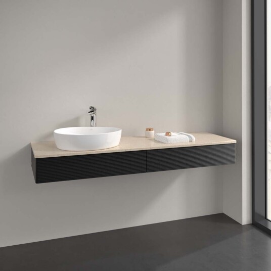 Villeroy & Boch Antao Servantskap med 2 skuffer 160x50x19 cm m/lys Sort Matt/Crème