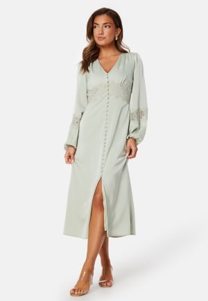 Bubbleroom Occasion Satin Midi Dress Dusty green S