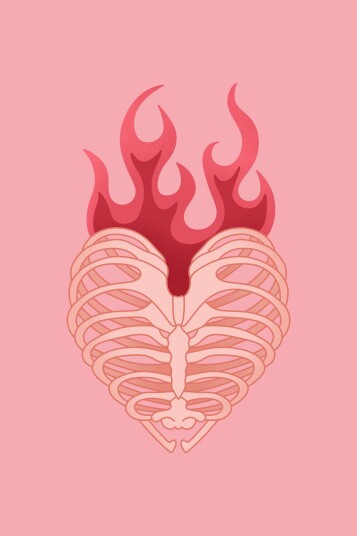 Plakat Flaming Heart Ribcage