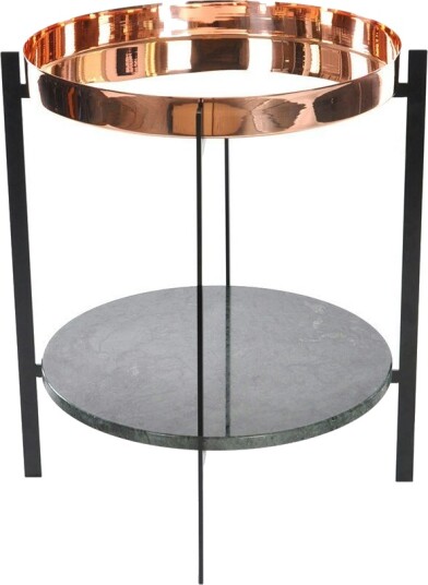 Ox Denmarq Deck Sidebord Sort Stativ Kobber/Grønn Marmor