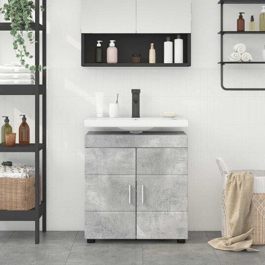 vidaXL Baderomsskapsett TULUM Betonggrå 60 x 34 x 63 cm Konstruert tre