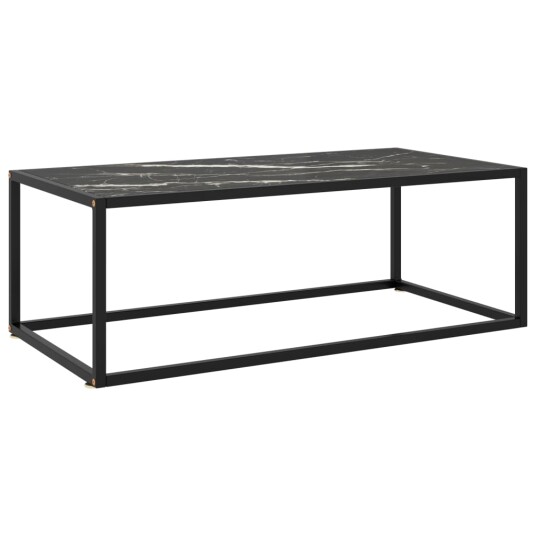 Salongbord svart med svart marmorglass 100x50x35 cm 322882